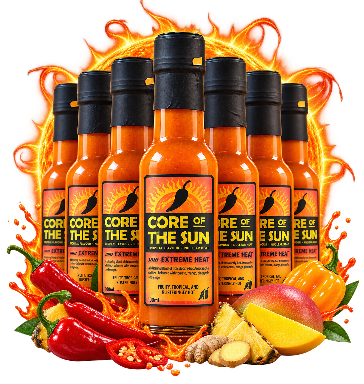 Core of the Sun chilli sauce bottles